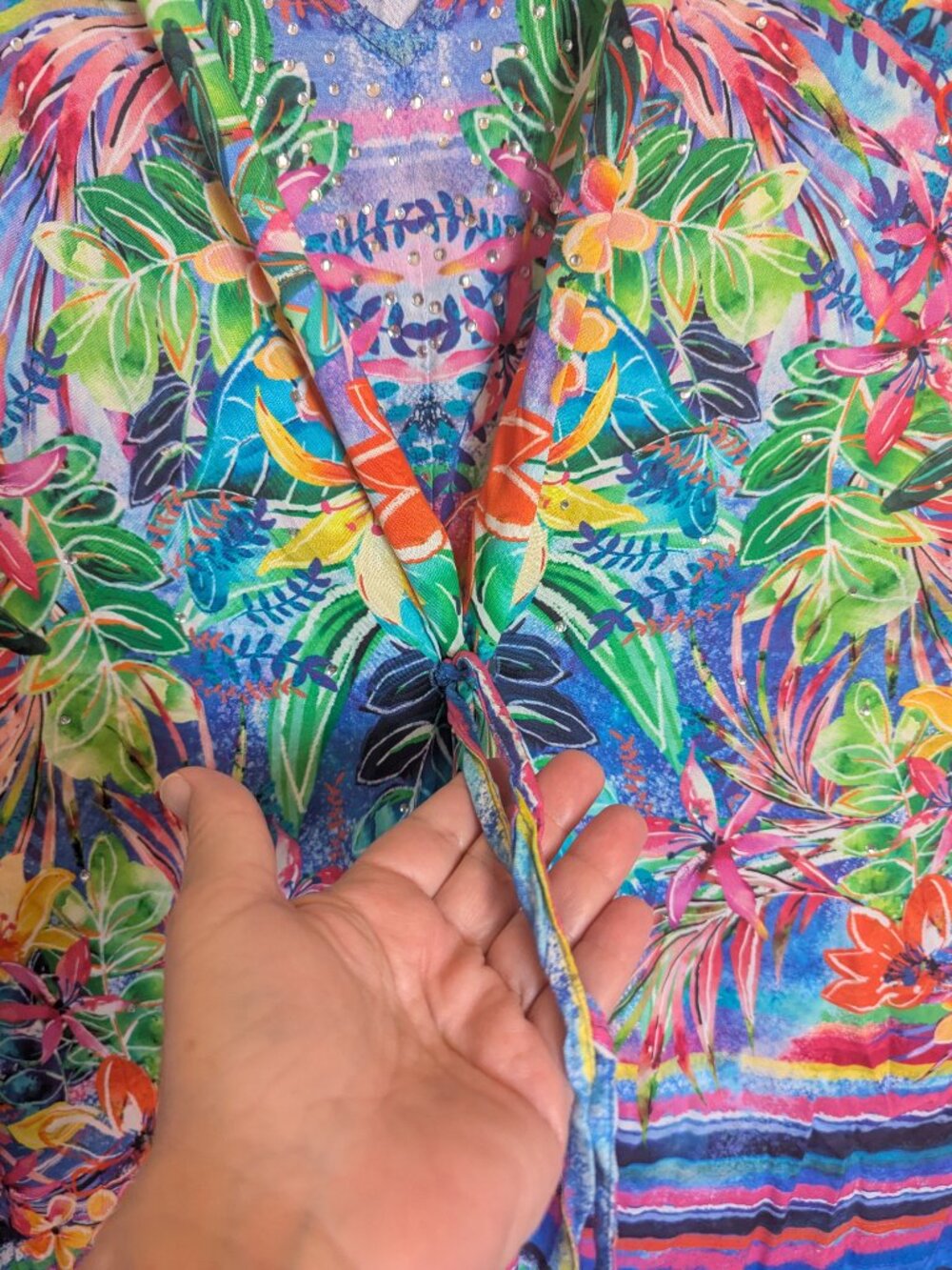 NWT | Island Tropics | OSFM  Mrs. Roper Romp Ready | Tropical Rainbow Hue Kaftan - Picture 9 of 15